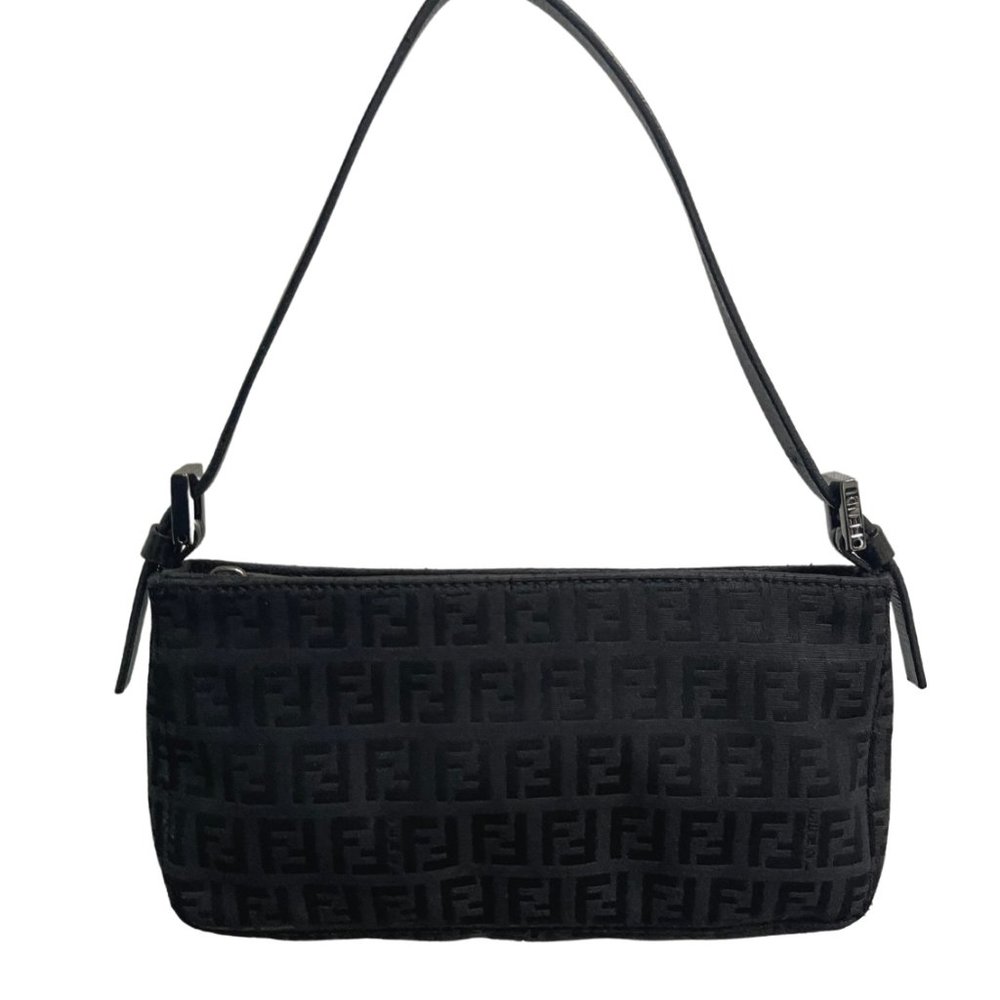 Vintage Fendi Black Zucchino Mini Shoulder Bag